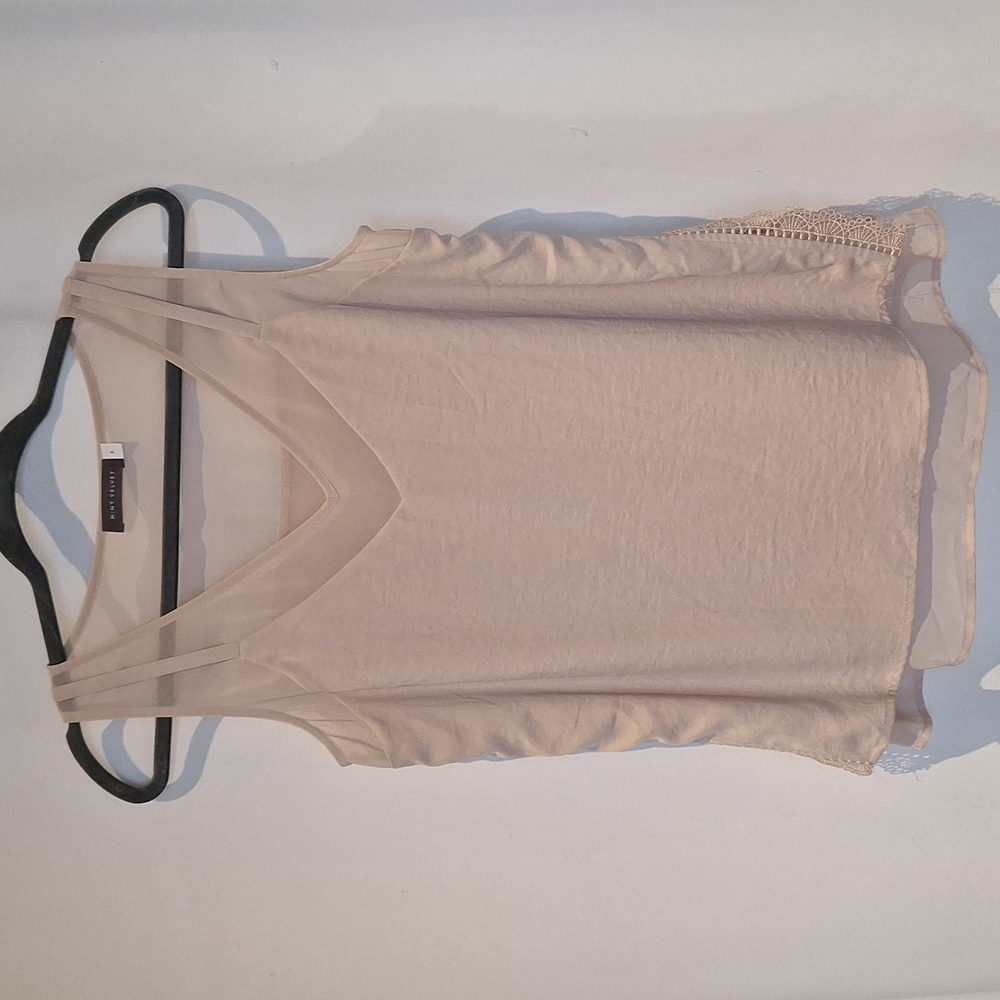 Mint Velvet blush pink sheer, lace v-neck camisole size 4